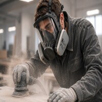 Полнолицевая маска респиратор 3М 6800 в наборе с фильтрами от мелкодисперсной и большой пыли (высокий уровень защиты) P3R